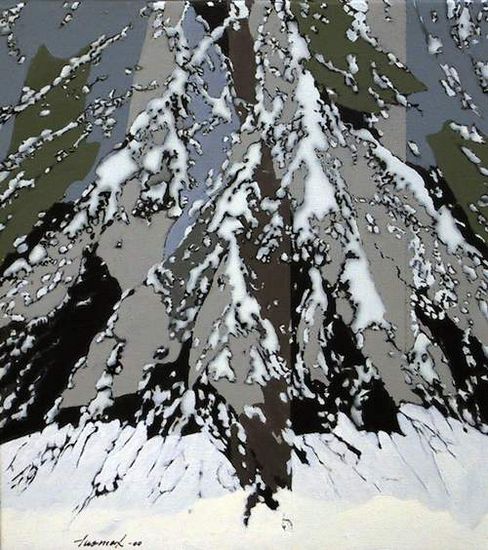 Talven taikaa, akryyli kankaalle, 70×65 cm