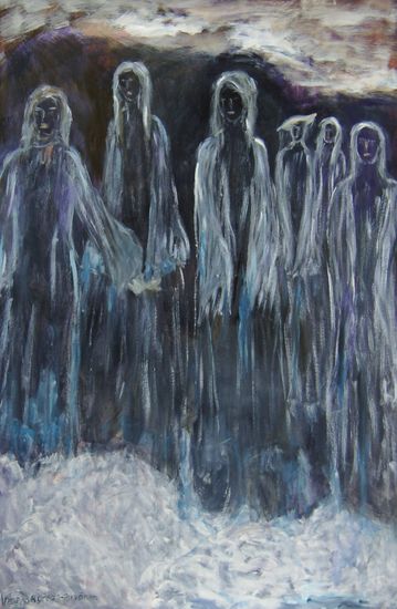 Yön tummat neidot  120 x 80 cm  v. 2009