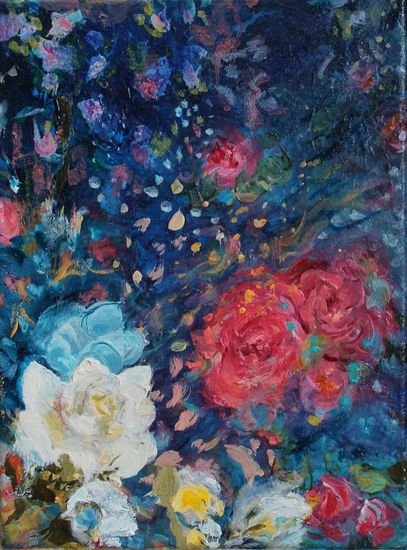 Kukkia, Meri (Nocturne) / Flowers, Sea (Nocturne) 2015 öljy kankaalle, oil on canvas 28×18 cm