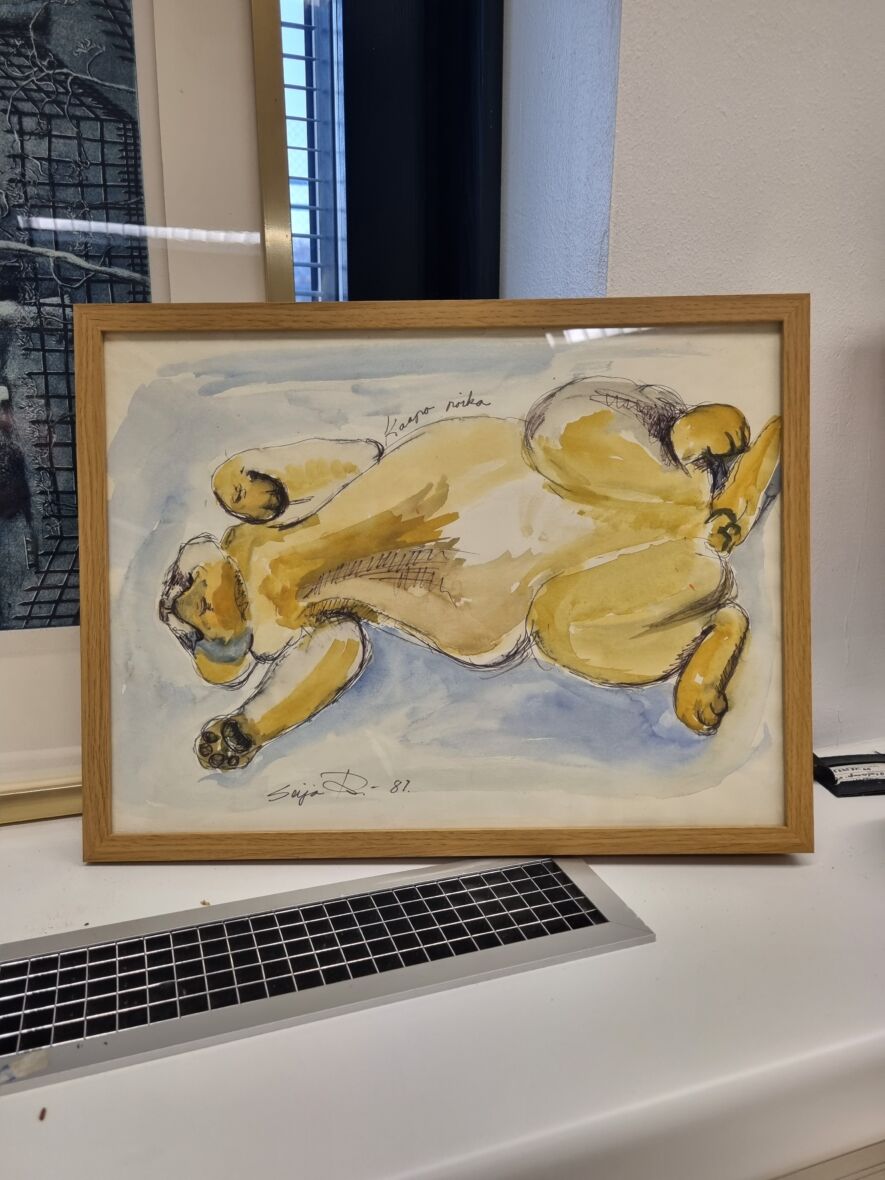 Kissa akvarelli 1981