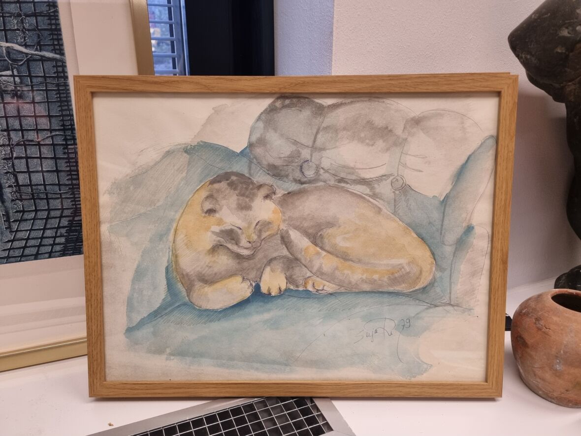 Kissa akvarelli 1979