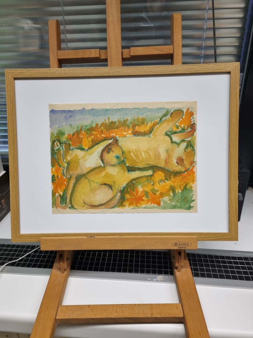 Kissa akvarelli 1976