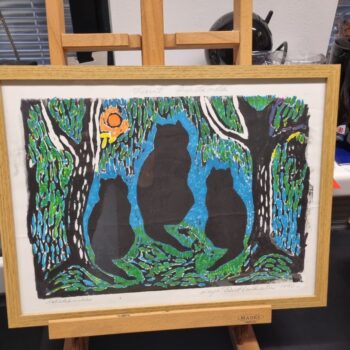 Name of the work: Kissoja kuutamolla sarja akvarelli