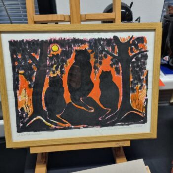 Name of the work: Kissoja kuutamolla sarja akvarelli