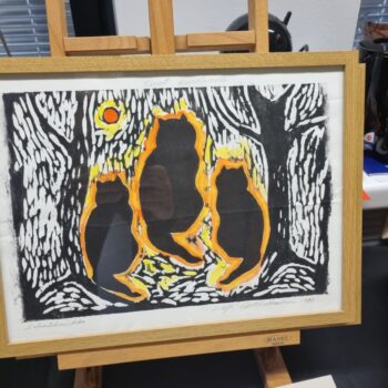 Name of the work: Kissoja kuutamolla sarja akvarelli