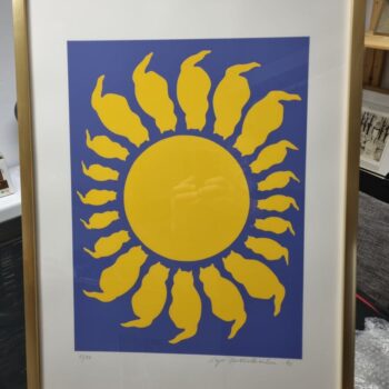 Name of the work: Kissoja avaruudessa serigrafia 1989