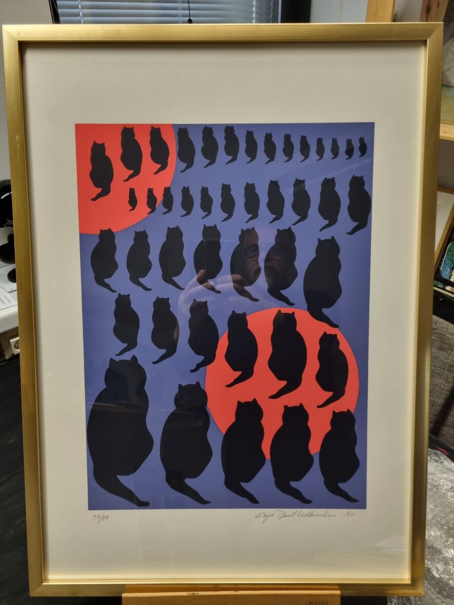 Kissoja avaruudessa serigrafia 1989