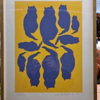 Name of the work: Kissoja avaruudessa serigrafia 1989