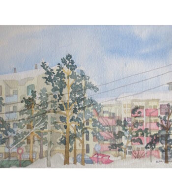 Teoksen nimi: Roihuvuori talvella