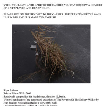 Name of the work: Take a Winter Walk in the Garden with Jean Jacques Rousseau, 2009