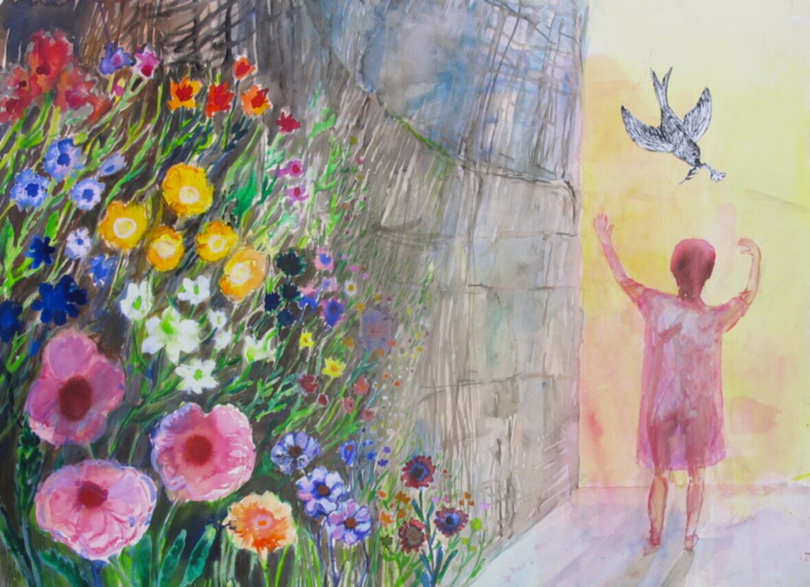 Pystysuora kukkaniitty ennen heräämistä