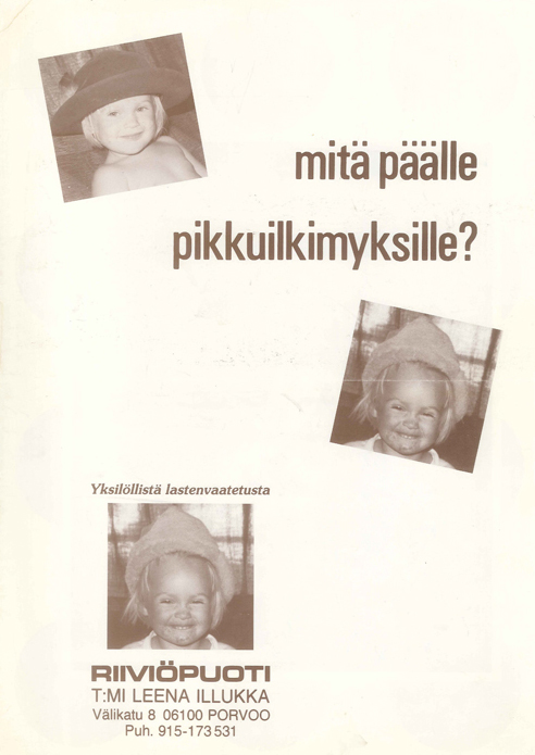Riiviö puoti lastenvaatteita 1990 luvulla