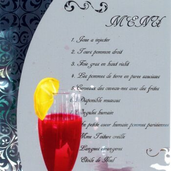 Name of the work: Menu