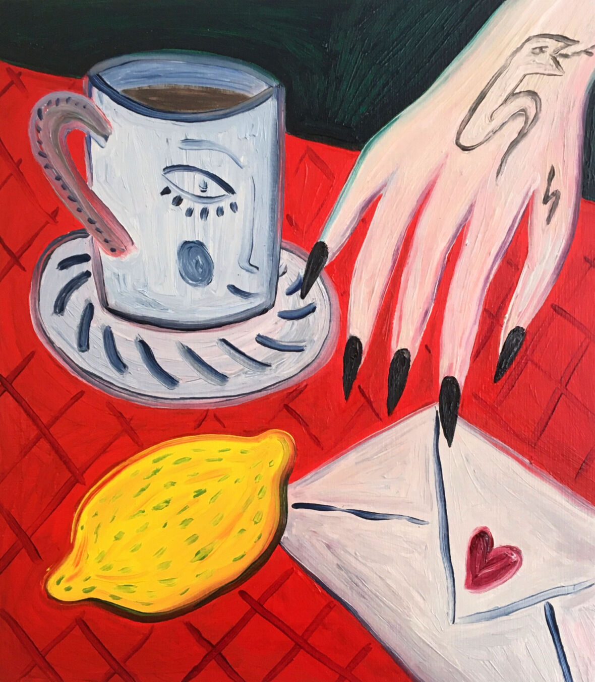 Coffee, letter & lemon