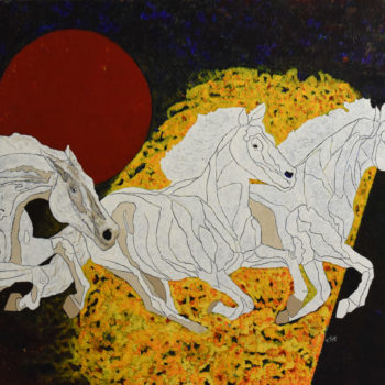 Teoksen nimi: White horses / Valkoiset hevoset