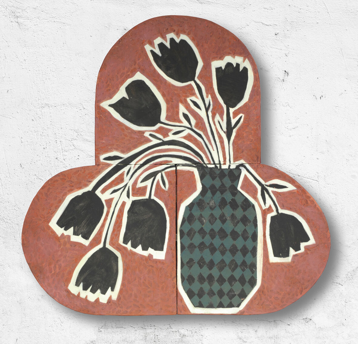 Punainen tausta, silhuetilla varjo