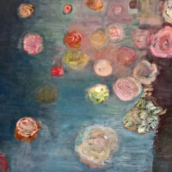 Teoksen nimi: Ruusut,  akryyli kankaalle, 140×115, 2017