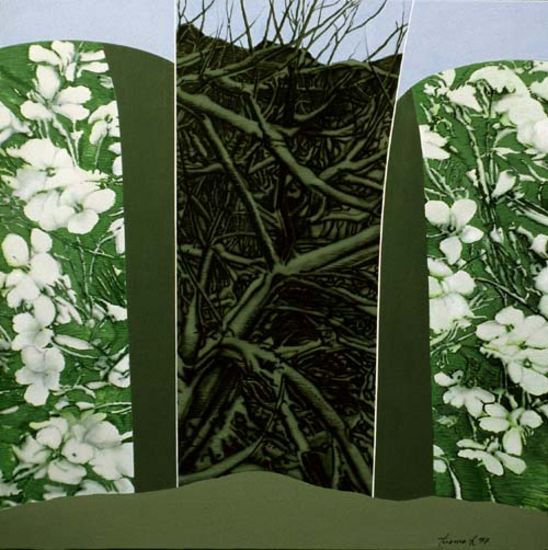 Kevät, akryyli kankaalle, 130×130 cm